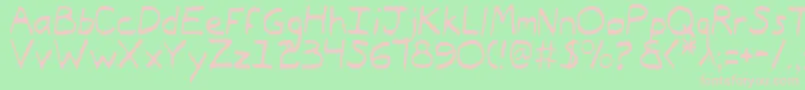 TypeecanoeLight-fontti – vaaleanpunaiset fontit vihreällä taustalla
