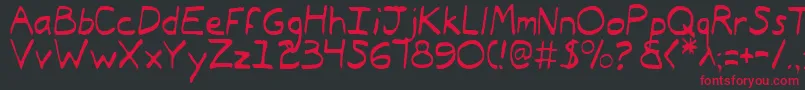 TypeecanoeLight-fontti – punaiset fontit mustalla taustalla