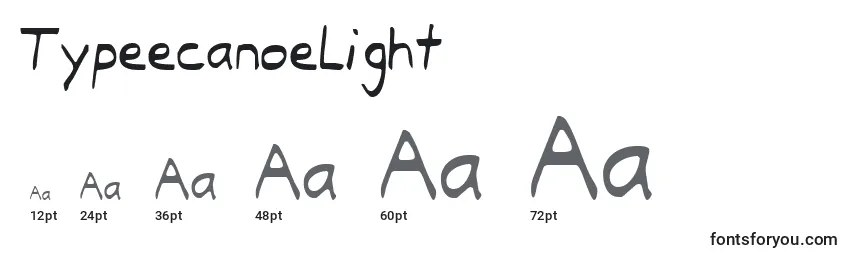 TypeecanoeLight Font Sizes