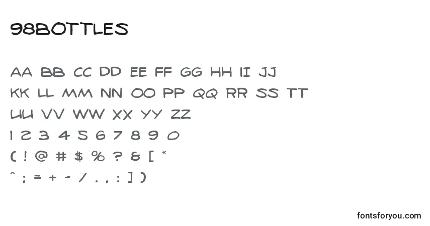 Schriftart 98bottles – Alphabet, Zahlen, spezielle Symbole