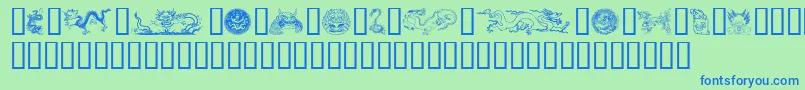 Dragons-Schriftart – Blaue Schriften auf grünem Hintergrund