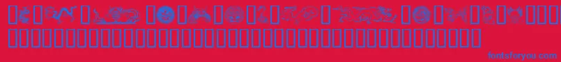 フォントDragons – 赤い背景に青い文字