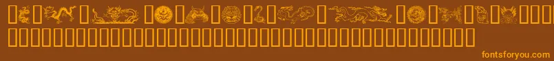 Dragons-Schriftart – Orangefarbene Schriften auf braunem Hintergrund