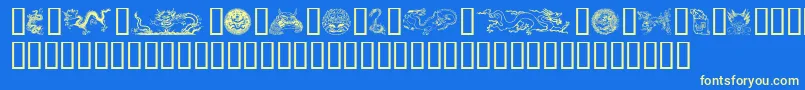 フォントDragons – 黄色の文字、青い背景