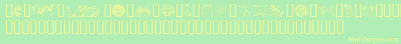 Dragons-Schriftart – Gelbe Schriften auf grünem Hintergrund
