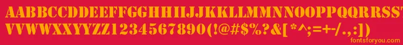 フォントArmy – 赤い背景にオレンジの文字