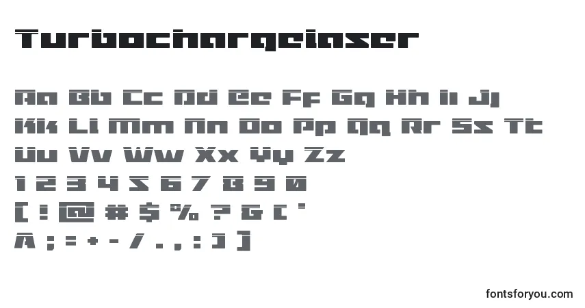 Schriftart Turbochargelaser – Alphabet, Zahlen, spezielle Symbole