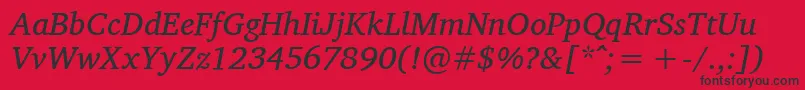 CharisSilItalic-fontti – mustat fontit punaisella taustalla