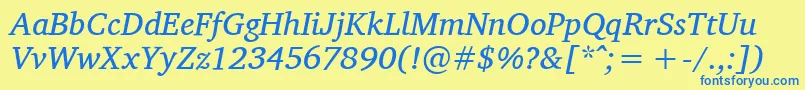CharisSilItalic Font – Blue Fonts on Yellow Background