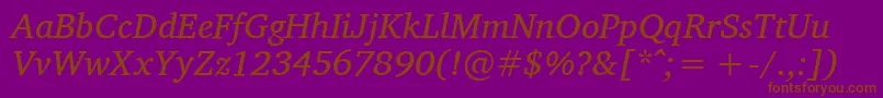 CharisSilItalic-fontti – ruskeat fontit violetilla taustalla