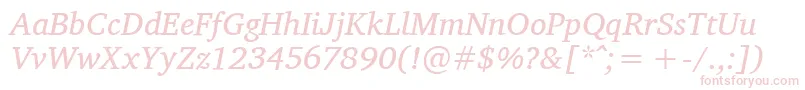 CharisSilItalic-fontti – vaaleanpunaiset fontit valkoisella taustalla