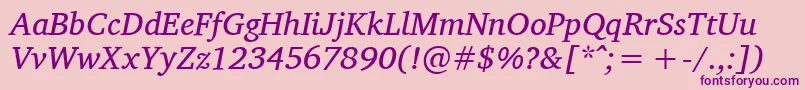 CharisSilItalic-fontti – violetit fontit vaaleanpunaisella taustalla