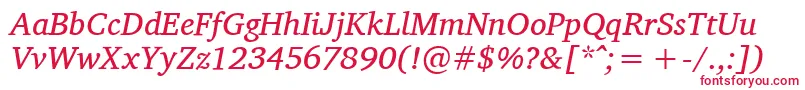 CharisSilItalic-fontti – punaiset fontit valkoisella taustalla