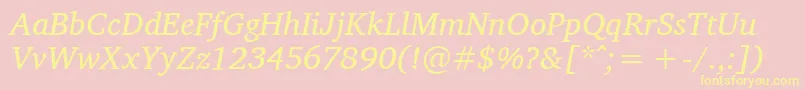 CharisSilItalic Font – Yellow Fonts on Pink Background