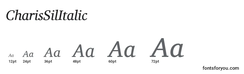 Tamanhos de fonte CharisSilItalic