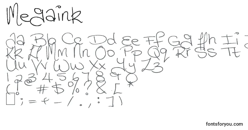 Czcionka Megaink – alfabet, cyfry, specjalne znaki
