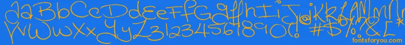 Megaink Font – Orange Fonts on Blue Background