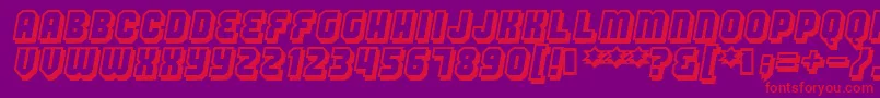 フォントHangthedj – 紫の背景に赤い文字