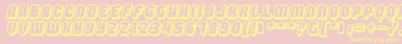 Fonte Hangthedj – fontes amarelas em um fundo rosa