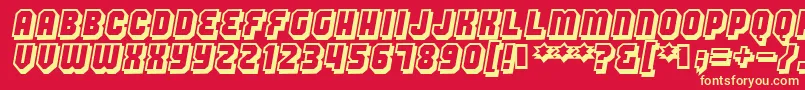フォントHangthedj – 黄色の文字、赤い背景