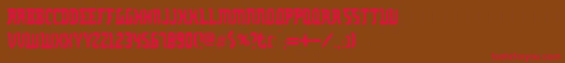 フォントZodillin – 赤い文字が茶色の背景にあります。