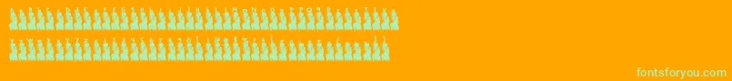 Rapanuimoaifont-Schriftart – Grüne Schriften auf orangefarbenem Hintergrund