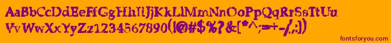Stricms-Schriftart – Violette Schriften auf orangefarbenem Hintergrund