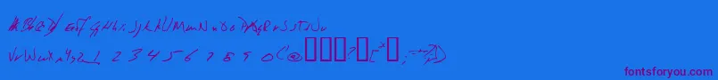 フォントJeni – 紫色のフォント、青い背景