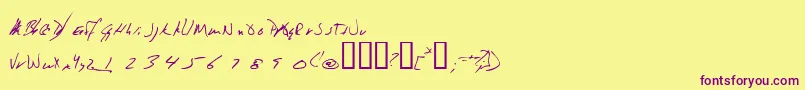 Jeni-Schriftart – Violette Schriften auf gelbem Hintergrund