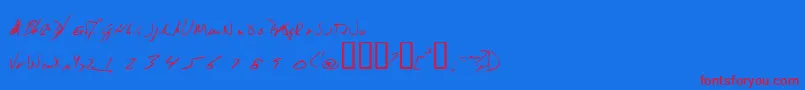 フォントJeni – 赤い文字の青い背景
