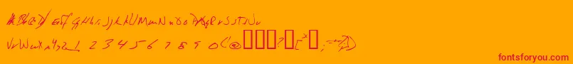 Jeni Font – Red Fonts on Orange Background