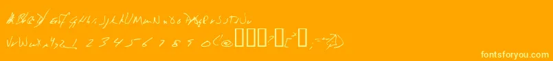 Jeni-fontti – keltaiset fontit oranssilla taustalla