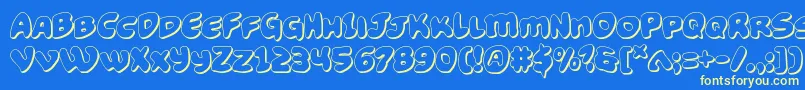 Funnypages3D Font – Yellow Fonts on Blue Background