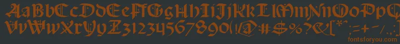 Schampel-Schriftart – Braune Schriften auf schwarzem Hintergrund