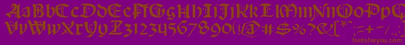 Schampel-Schriftart – Braune Schriften auf violettem Hintergrund