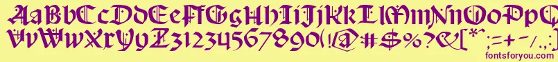 Weitere Informationen zur Schampel-Schriftart Schampel-Schriftart – Violette Schriften auf gelbem Hintergrund