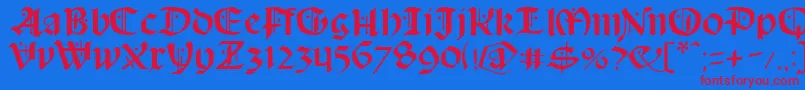 Schampel Font – Red Fonts on Blue Background