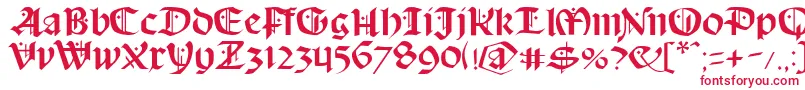 Schampel-Schriftart – Rote Schriften auf weißem Hintergrund