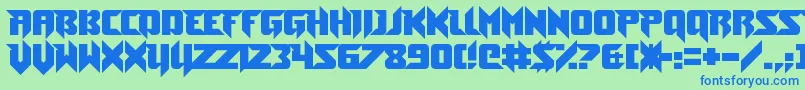 フォントToeTheLineless – 青い文字は緑の背景です。