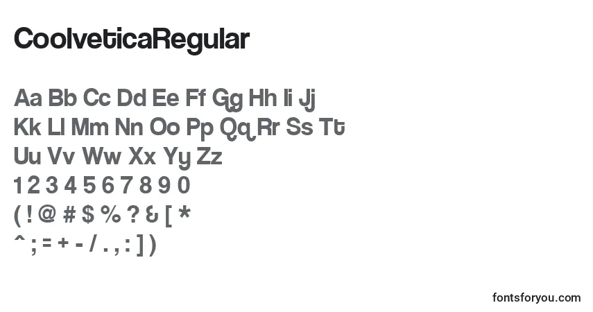 Schriftart CoolveticaRegular – Alphabet, Zahlen, spezielle Symbole