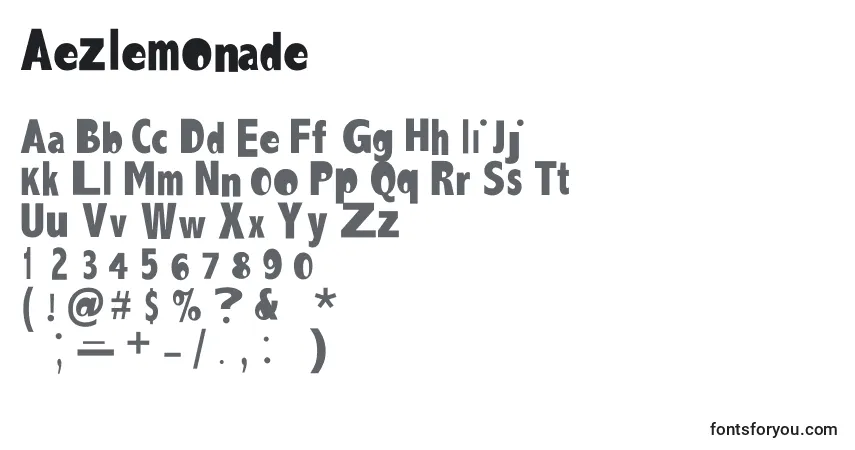 Schriftart Aezlemonade – Alphabet, Zahlen, spezielle Symbole