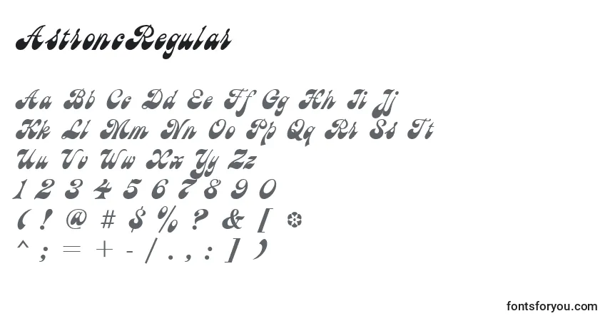 Schriftart AstroncRegular – Alphabet, Zahlen, spezielle Symbole