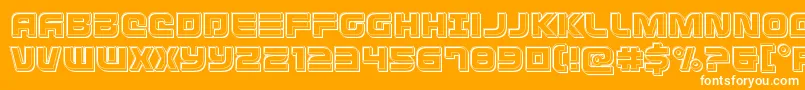 Defconzeroengrave-Schriftart – Weiße Schriften auf orangefarbenem Hintergrund