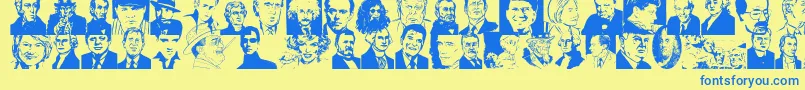 Famous Font – Blue Fonts on Yellow Background