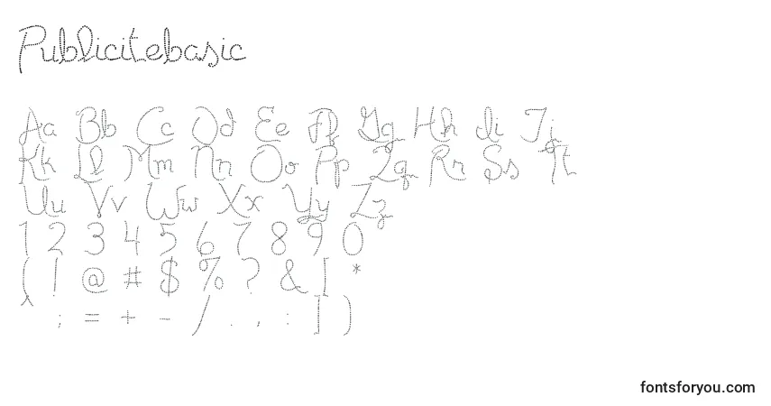 Czcionka Publicitebasic (106157) – alfabet, cyfry, specjalne znaki