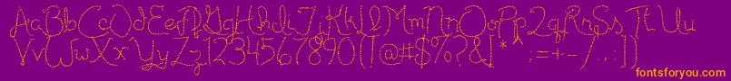 Czcionka Publicitebasic – pomarańczowe czcionki na fioletowym tle