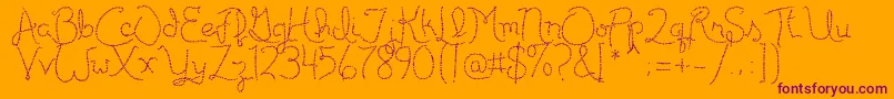 Publicitebasic-Schriftart – Violette Schriften auf orangefarbenem Hintergrund