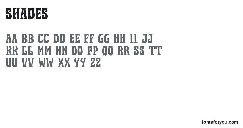 Shades Font – alphabet, numbers, special characters