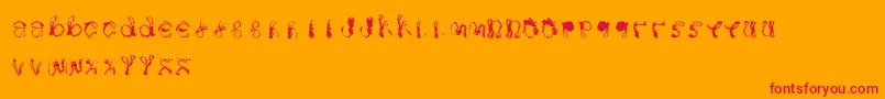 Twistbraid-Schriftart – Rote Schriften auf orangefarbenem Hintergrund