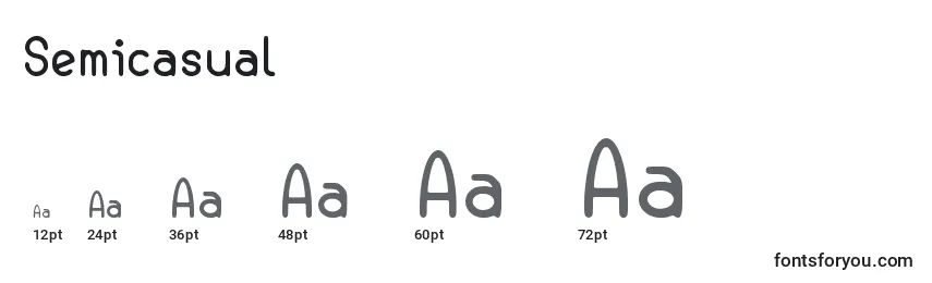 Размеры шрифта Semicasual